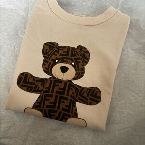 Cream And Brown Fendi Teddy Bear Shirt